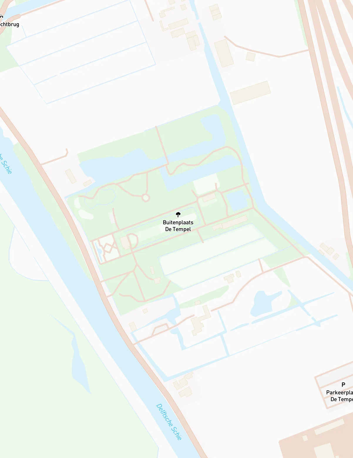 Kaart van Buitenplaats De Tempel in Overschie